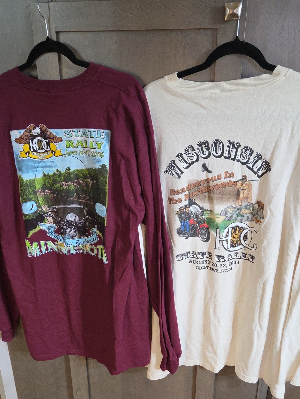 Gildan Maroon and Cream Long-Sleeve State Rally Biker Tees